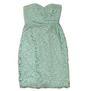 DAVID'S BRIDAL MINT GREEN LACE STRAPLESS DRESS 2
